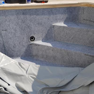 Réalisation escalier d'angle piscine rénovation